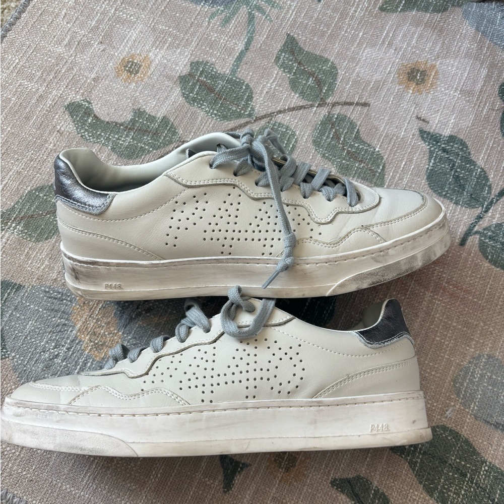 P448 Women's Sneakers in Cream and Silver
